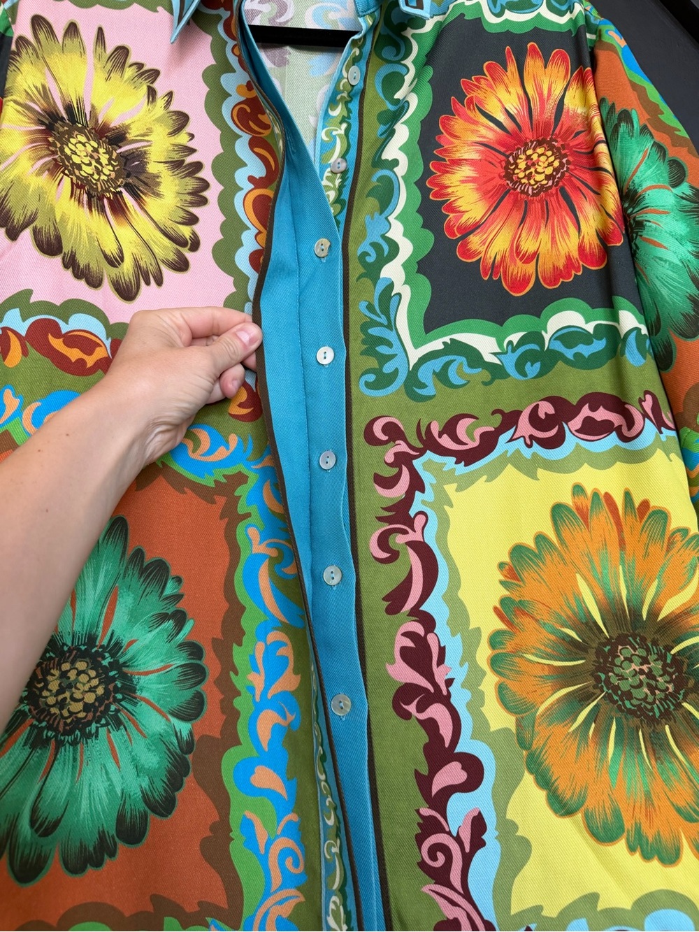 ALEMAIS Disco Daisy Oversized Tencel Shirt, Size 6 - Picture 8 of 13